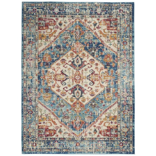 Homeroots 4 x 6 ft. Ivory & Light Blue Distressed Area Rug 385548 - main